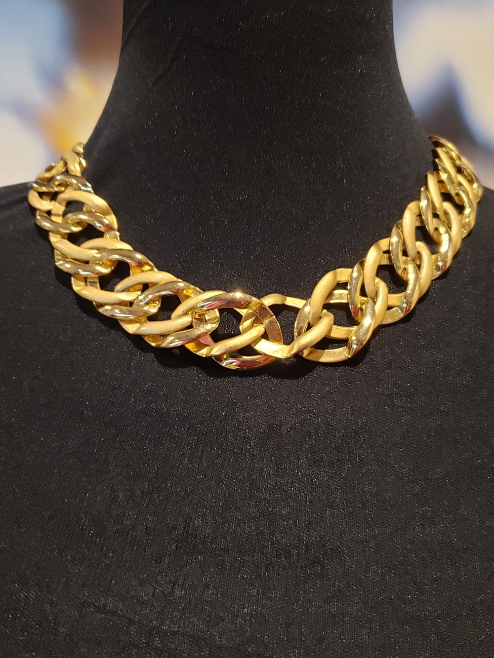 Bold Gold-tone Link Statement Necklace